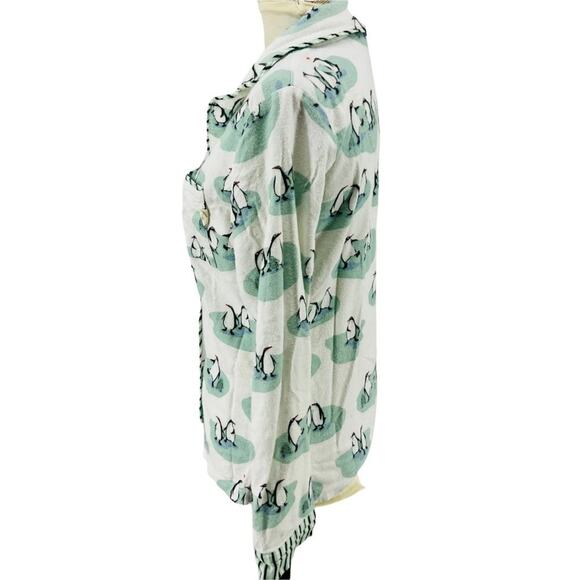 Munki Munki White Penguin Love Flannel Pajama Set Large - Picture 4 of 13